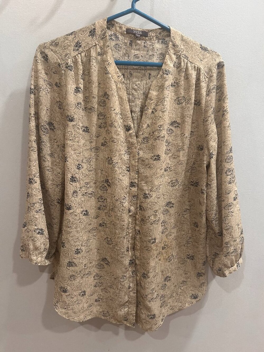 Cream and Blue NYDJ blouse